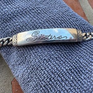 Vintage Retired Silver Tone Brighton Engraved “Sisters” ID Bracelet